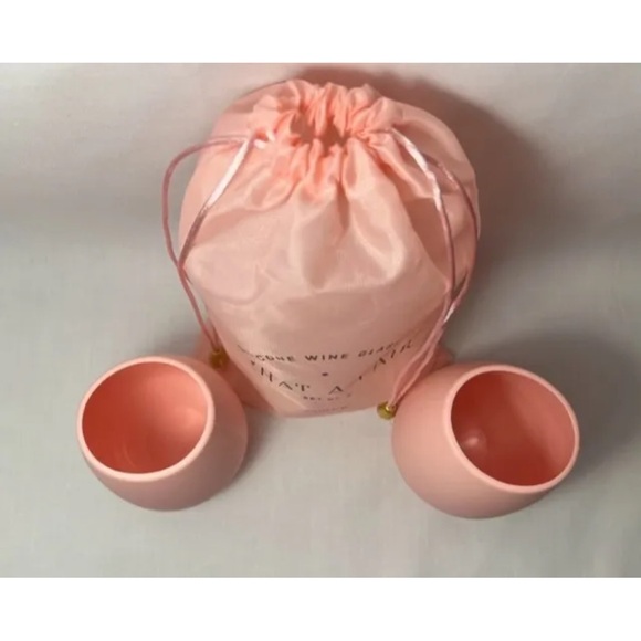 New Odeme What a Pair Pink Silicone Wine Glasses Set of 2 Picnic Hiking Outdoor - Picture 3 of 8